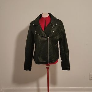 Forever 21+ Plus Faux Leather Black Motorcycle Jacket